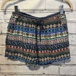 Geometric Bright Pattern Rayon Shorts